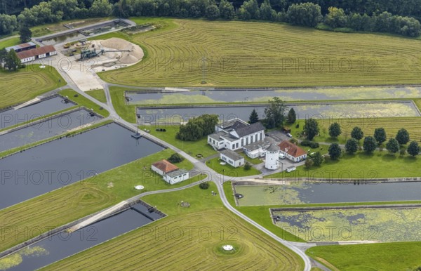Aerial view, Hammer Waterworks Warmen at the Merschstraße in the district Warmen, Fröndenberg/Ruhr,