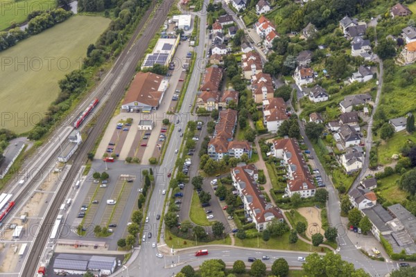 Aerial view, planned reconstruction Harthaer Straße, Wilhelm-Feuerhake-Straße intersection Mendener