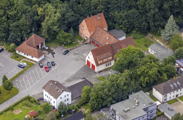 Aerial view, planned new construction of the Fröndenberg town centre rescue station on Alleestraße