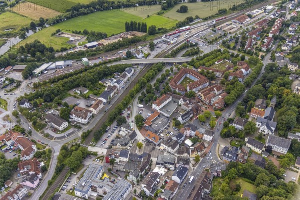 Aerial view, Bruayplatz reconstruction and redesigned market square in Fröndenberg,