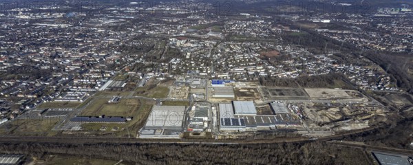 Aerial view, construction site commercial area and service location Europastrasse, bilstein-group,