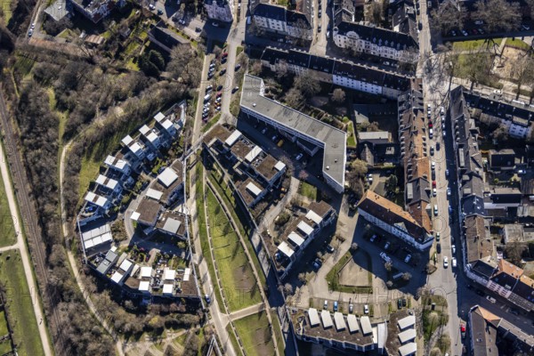 Aerial view, residential buildings Robert-Geritzmann-Höfe, Feldmark, Gelsenkirchen, Ruhr area,