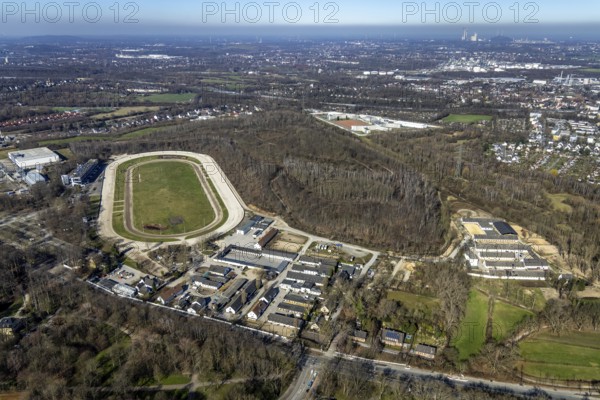 Aerial view, harness racing track, correctional facility, Feldmark, Gelsenkirchen, Ruhr area, North