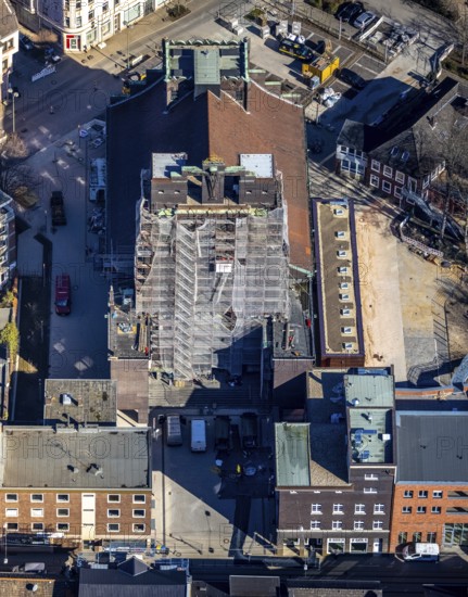 Aerial view, former cath. Heilig-Kreuz-Kirche, construction site and conversion as event location,