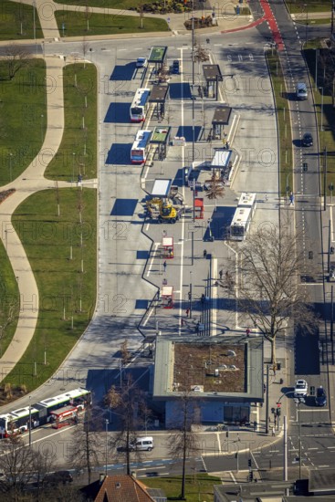 Aerial view, bus station Gelsenkirchen-Buer, Buer, Gelsenkirchen, Ruhr area, North