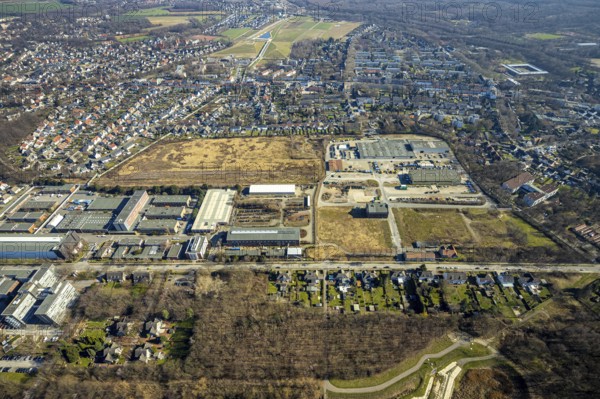 Aerial view, industrial area Bergmannsglückstraße, area of the former colliery Bergmannsglück, RHZ