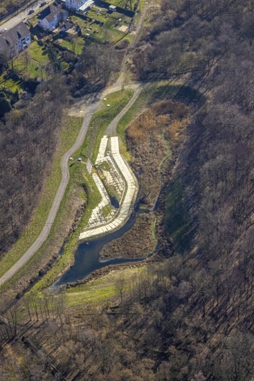 Aerial photo, Picksmühlenbach adit, Bergmannsglück colliery, Buer, Gelsenkirchen, Ruhr area, North