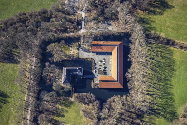Aerial view, moated castle Haus Lüttinghof, ZfsL Building - Centre for Practical Teacher Training,