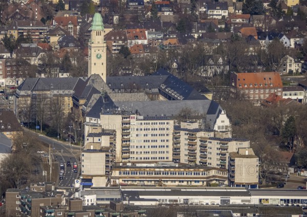 Aerial view, town hall Buer, Buer, Gelsenkirchen, Ruhr area, North Rhine-Westphalia, Germany,