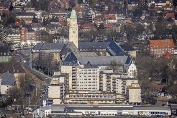 Aerial view, town hall Buer, Buer, Gelsenkirchen, Ruhr area, North Rhine-Westphalia, Germany,
