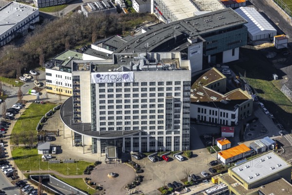 Aerial view, Courtyard by Marriott Gelsenkirchen, hotel complex at the Schalke Veltins-Arena,