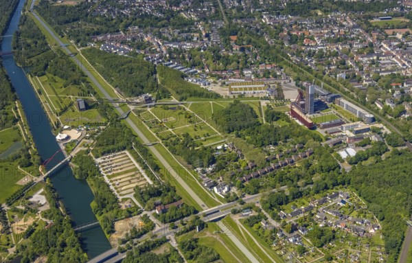 Aerial view, industrial park Nordstern, Nordsternpark, Heßler, Gelsenkirchen, Ruhr area, North