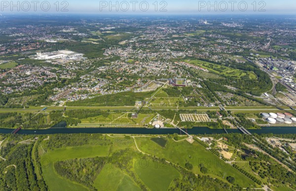 Aerial view, industrial park Nordstern, Nordsternpark, Heßler, Gelsenkirchen, Ruhr area, North