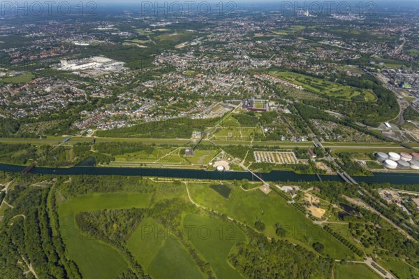 Aerial view, industrial park Nordstern, Nordsternpark, Heßler, Gelsenkirchen, Ruhr area, North