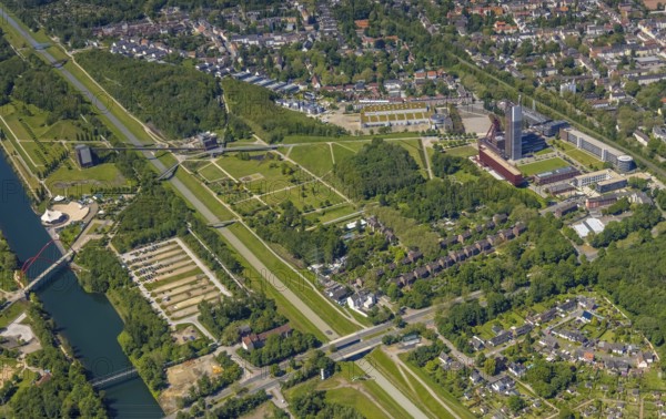 Aerial view, industrial park Nordstern, Nordsternpark, Heßler, Gelsenkirchen, Ruhr area, North