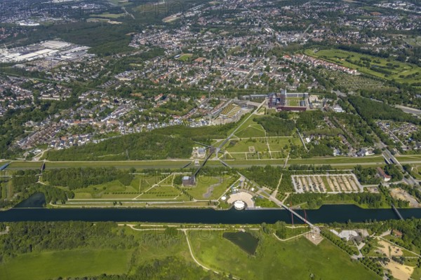 Aerial view, industrial park Nordstern, Nordsternpark, Heßler, Gelsenkirchen, Ruhr area, North