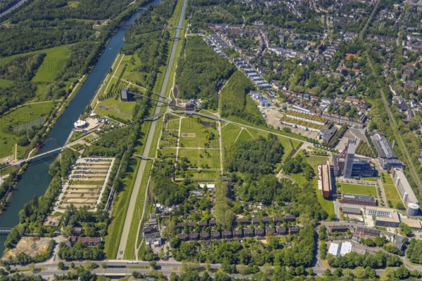 Aerial view, industrial park Nordstern, Nordsternpark, Heßler, Gelsenkirchen, Ruhr area, North