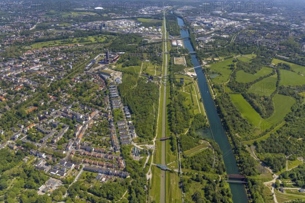 Aerial view, industrial park Nordstern, Nordsternpark, Heßler, Gelsenkirchen, Ruhr area, North