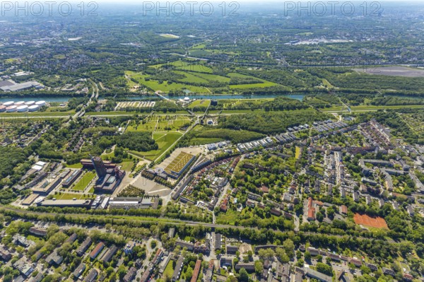 Aerial view, industrial park Nordstern, Nordsternpark, Heßler, Gelsenkirchen, Ruhr area, North