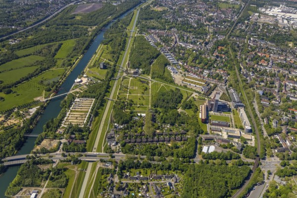 Aerial view, industrial park Nordstern, Nordsternpark, Heßler, Gelsenkirchen, Ruhr area, North
