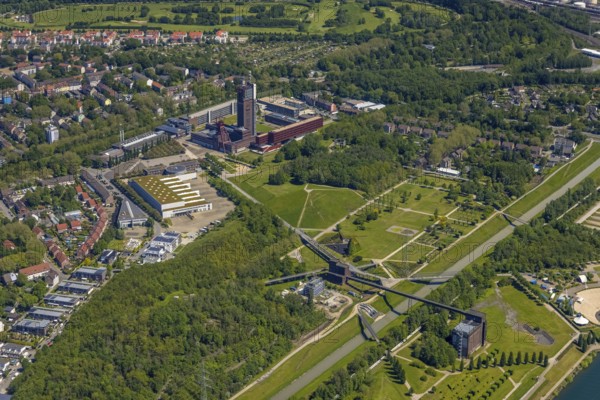 Aerial view, industrial park Nordstern, Nordsternpark, Heßler, Gelsenkirchen, Ruhr area, North