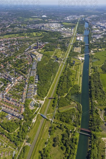 Aerial view, industrial park Nordstern, Nordsternpark, Heßler, Gelsenkirchen, Ruhr area, North