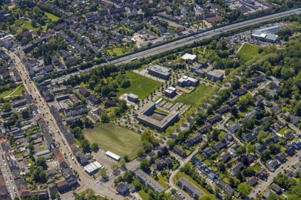 Aerial view, Büropark Schloss Berge, motorway A2, Erle, Gelsenkirchen, Ruhr area, North