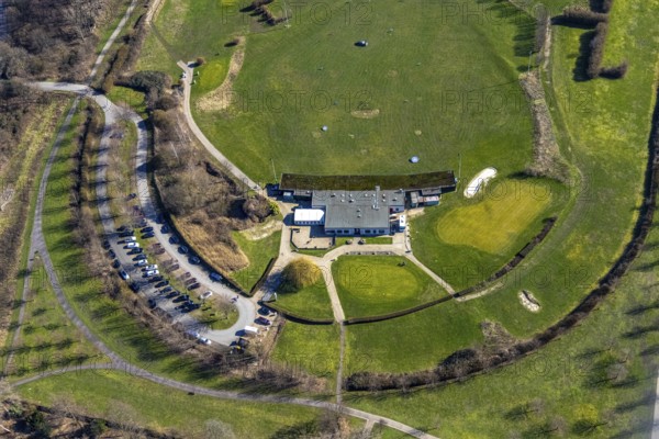 Aerial view, golf course and golf club GC Schloss Horst GmbH, Horst, An der Rennbahn,