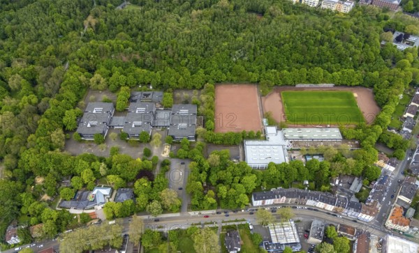 Aerial view, Ückendorf comprehensive school and sports field DJK Arminia Ückendorf, Ückendorf,