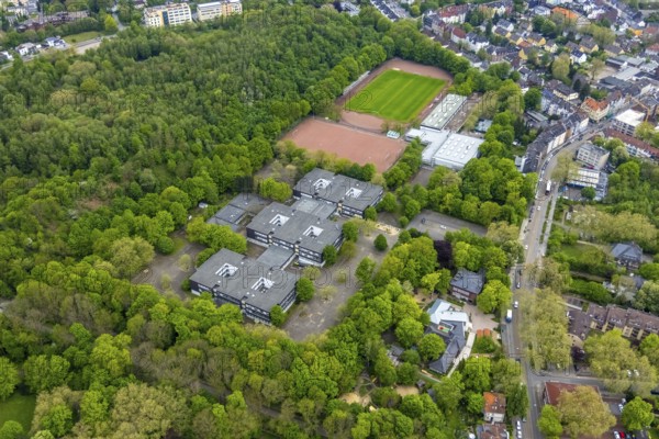 Aerial view, Ückendorf comprehensive school and sports field DJK Arminia Ückendorf, Ückendorf,