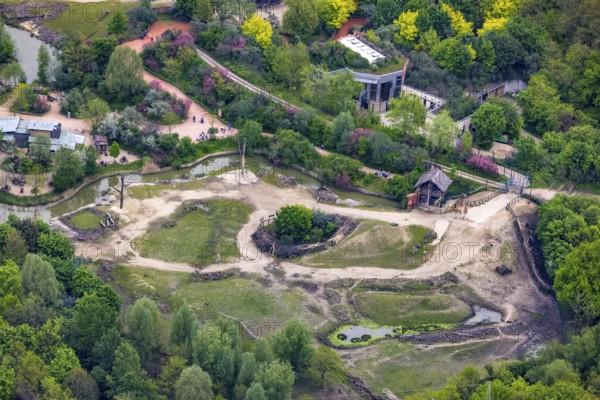 Aerial view, ZOOM Erlebniswelt Zoo, Bismarck, Gelsenkirchen, Ruhr area, North Rhine-Westphalia,