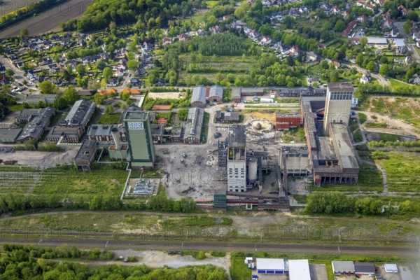 Aerial view, former DSK Lippe mine, Egonstraße, city limits to Gelsenkirchen, Westerholt, Hassel,