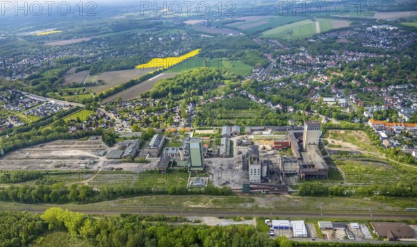 Aerial view, former DSK Lippe mine, Egonstraße, city limits to Gelsenkirchen, Westerholt, Hassel,