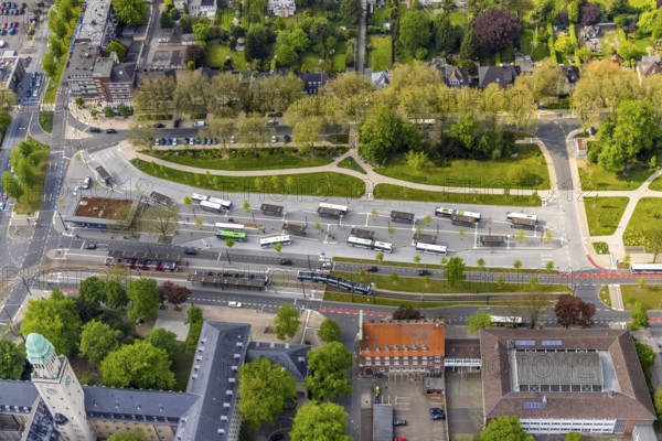 Aerial view, bus station Gelsenkirchen-Buer, ZOB, central bus station, Buer, Gelsenkirchen, Ruhr