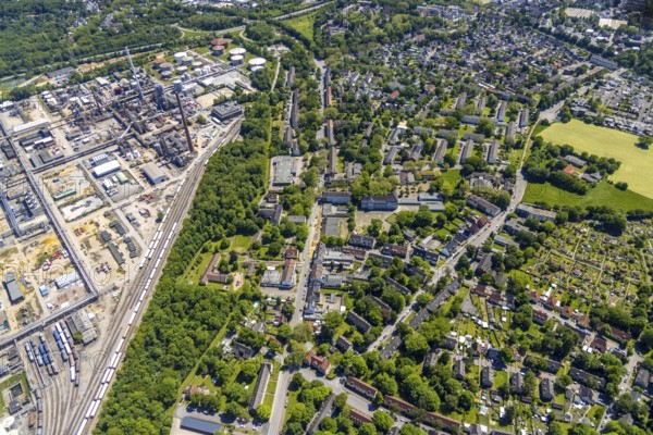 Aerial view, local supply centre Scholven, Im Brömm, retail centre, Scholven, Gelsenkirchen, Ruhr