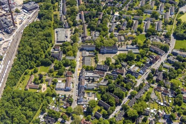 Aerial view, local supply centre Scholven, Im Brömm, retail centre, Scholven, Gelsenkirchen, Ruhr