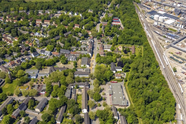 Aerial view, local supply centre Scholven, Im Brömm, retail centre, Scholven, Gelsenkirchen, Ruhr