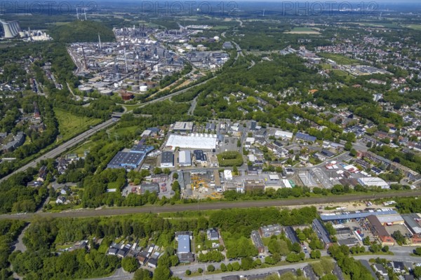 Aerial view, supplementary location Buschgrundstraße, retail centre, Buer, Gelsenkirchen, Ruhr