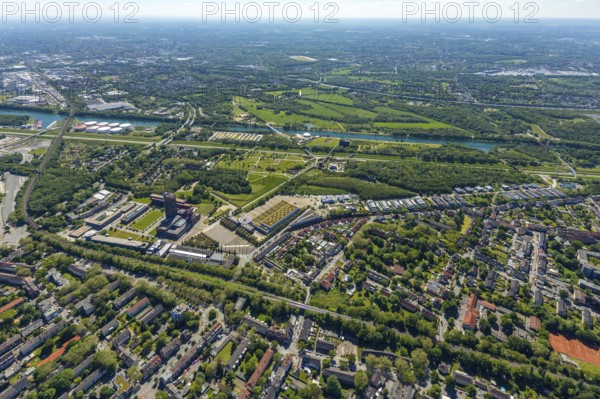 Aerial view, industrial park Nordstern, Nordsternpark, Heßler, Gelsenkirchen, Ruhr area, North