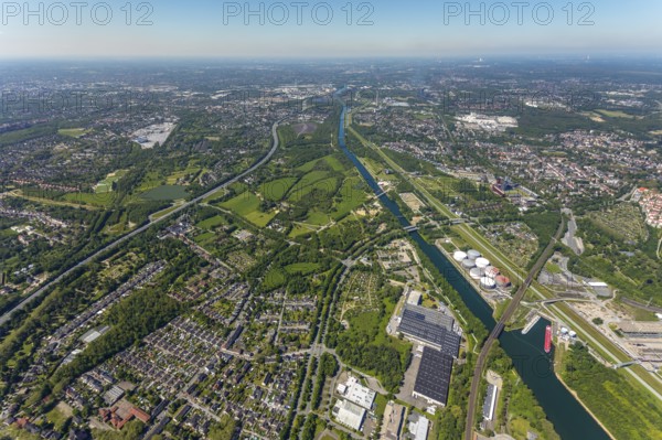 Aerial view, industrial park Nordstern, Nordsternpark, Heßler, Gelsenkirchen, Ruhr area, North