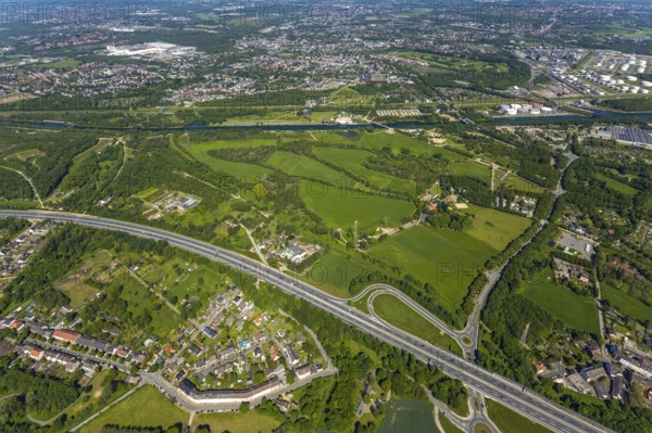 Aerial view, industrial park Nordstern, Nordsternpark, Heßler, Gelsenkirchen, Ruhr area, North