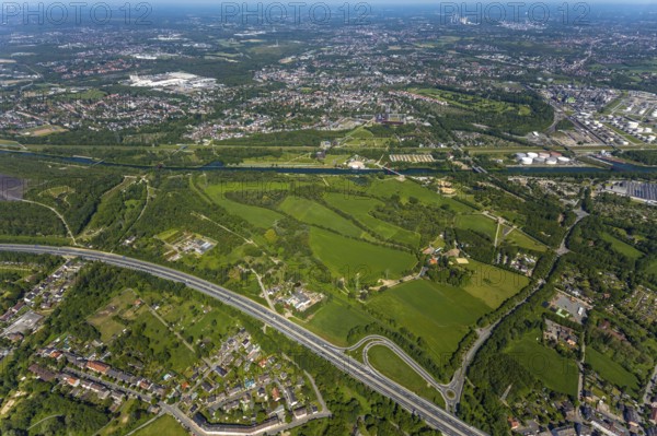 Aerial view, industrial park Nordstern, Nordsternpark, Heßler, Gelsenkirchen, Ruhr area, North