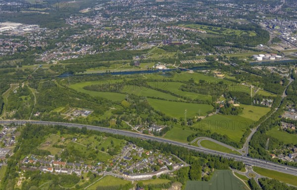 Aerial view, industrial park Nordstern, Nordsternpark, Heßler, Gelsenkirchen, Ruhr area, North