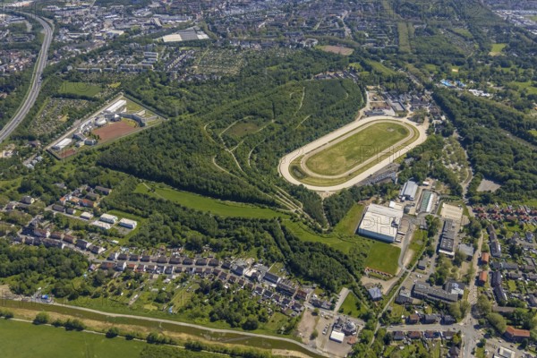 Aerial photo, trotting track Feldmark, Feldmark, Gelsenkirchen, Ruhr area, North Rhine-Westphalia,