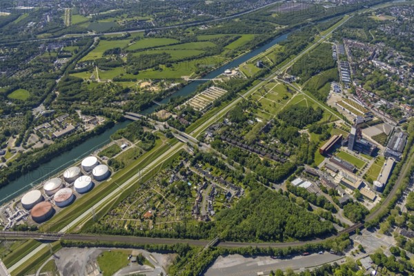 Aerial view, industrial park Nordstern, Nordsternpark, Heßler, Gelsenkirchen, Ruhr area, North
