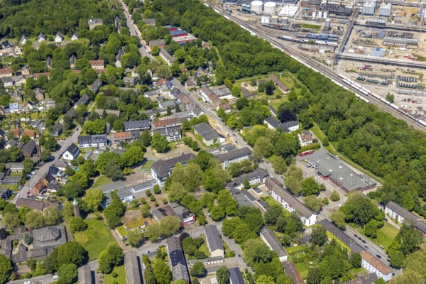 Aerial view, local supply centre Scholven, Im Brömm, retail centre, Scholven, Gelsenkirchen, Ruhr
