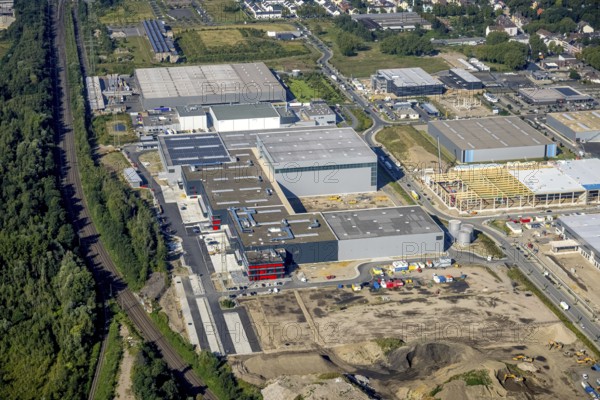 Aerial view, construction site commercial area and industrial park Schalker Verein on Europastrasse
