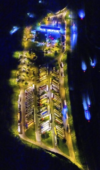 Aerial photo, motorway service area Resser Mark, Resse, Gelsenkirchen, Ruhr area, North