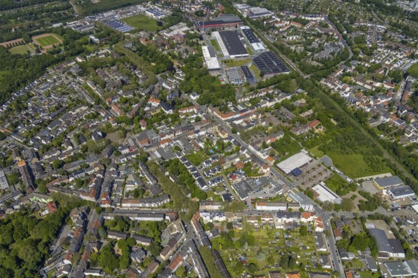 Aerial view, Rotthausen secondary centre, Karl-Meyer-Straße, retail centre, Rotthausen,