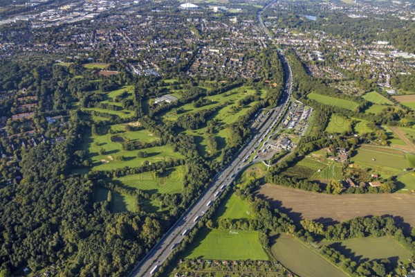Aerial view, motorway service area Resser Mark Nord in the district Resse in Gelsenkirchen, Ruhr